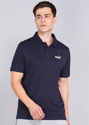 PUMA Solid Men Polo Neck Blue T-Shirt