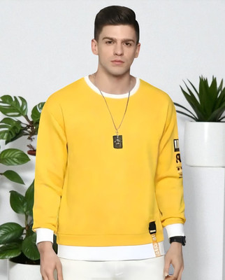 FASHIUM Printed Men Round Neck Yellow T-Shirt
