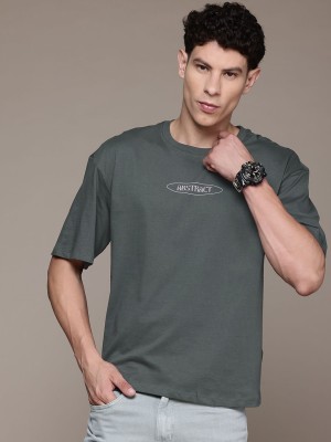 Roadster Printed Men Round Neck Grey T-Shirt