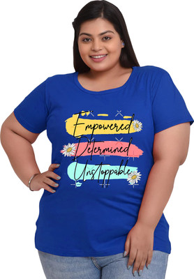 Elite soul Graphic Print Women Round Neck Blue T-Shirt