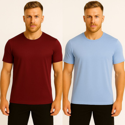 Trackbird Solid Men Round Neck Reversible Multicolor T-Shirt