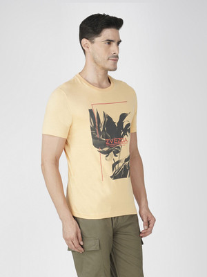 Zvezda Printed Men Round Neck Beige T-Shirt