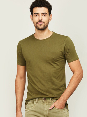 RULEDBYSUN Solid Men Round Neck Green T-Shirt