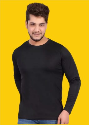 Elite Elegance Solid Men Round Neck Black T-Shirt