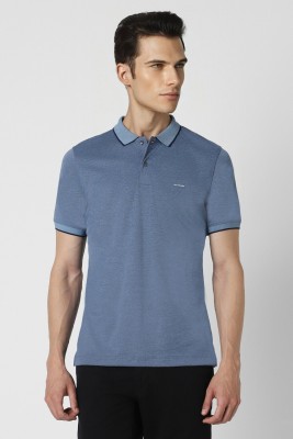 VAN HEUSEN Solid Men Polo Neck Blue T-Shirt