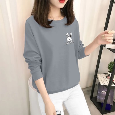 INSTAFASHION Printed Women Round Neck Grey T-Shirt