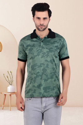 TQH Printed Men Round Neck Dark Green T-Shirt