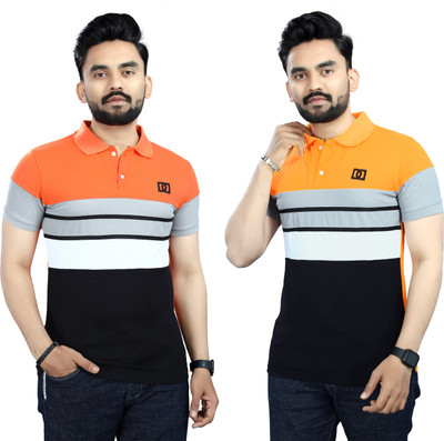 USPN Colorblock Men Polo Neck Multicolor T-Shirt