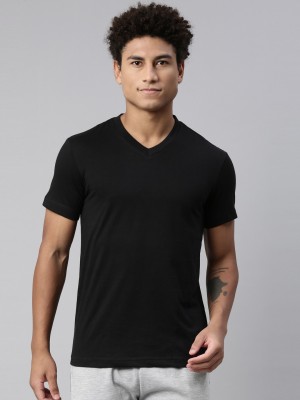 LEVI'S Solid Men V Neck Black T-Shirt