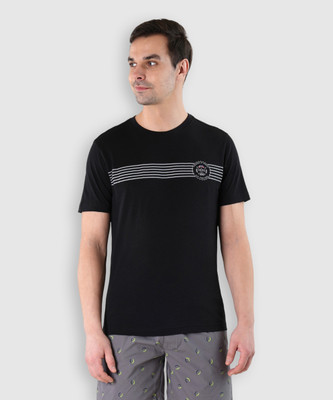 U.S. POLO ASSN. Striped Men Round Neck Black T-Shirt