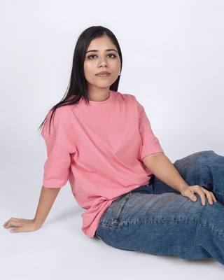 Irsya Solid Women Round Neck Pink T-Shirt