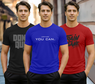 Leotude Printed Men Round Neck Multicolor T-Shirt