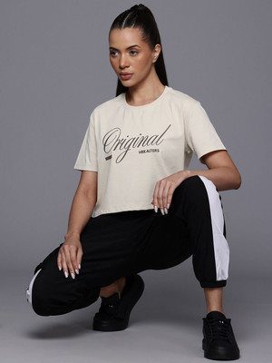 HRX by Hrithik Roshan Printed Women Round Neck White T-Shirt