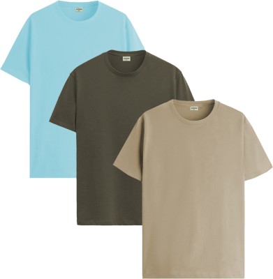 ADRO Solid Men Round Neck Light Green T-Shirt