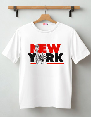 DIBBY Printed Men Round Neck White T-Shirt