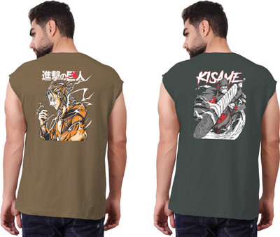 I&D Graphic Print Men Round Neck Multicolor T-Shirt