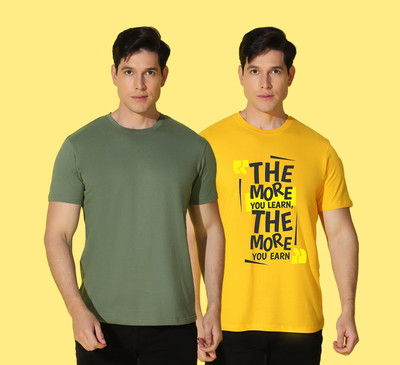 WOOSTRO Printed Men Round Neck Multicolor T-Shirt