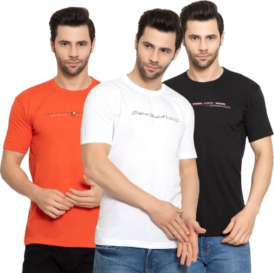 Zeffit Printed Men Round Neck White, Black, Brown T-Shirt