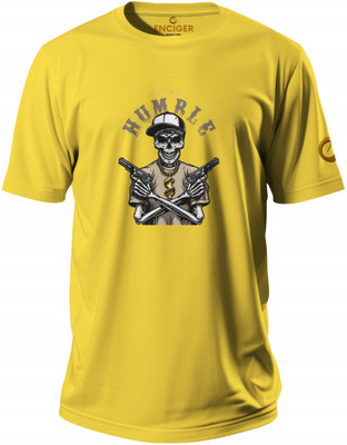 Enciger Graphic Print Men Round Neck Yellow T-Shirt