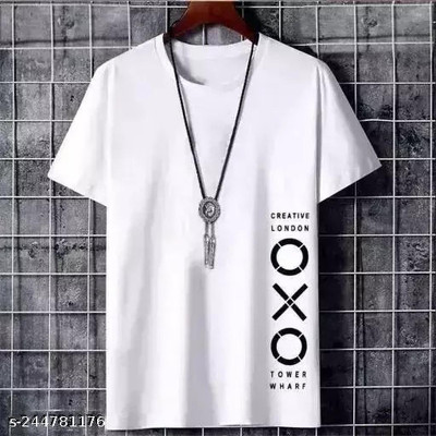 V DAS Printed Men Round Neck White T-Shirt