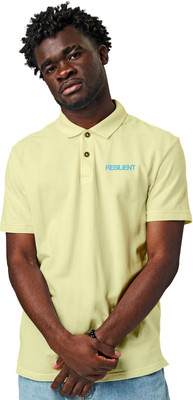 Fighterheero Printed Men Polo Neck Yellow T-Shirt