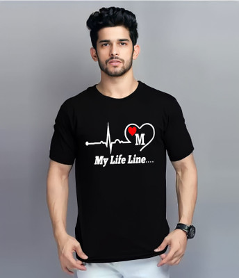 SQF Printed Men Round Neck Black T-Shirt