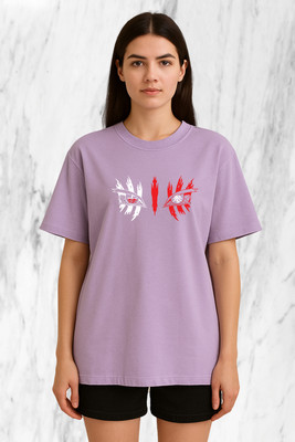 Buddy Collection Solid Women Round Neck Purple T-Shirt