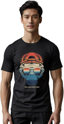 Millionemotions Printed Men Round Neck Black T-Shirt