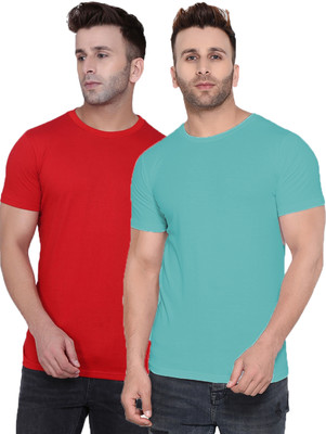 Kroptee Solid Men Round Neck Multicolor T-Shirt