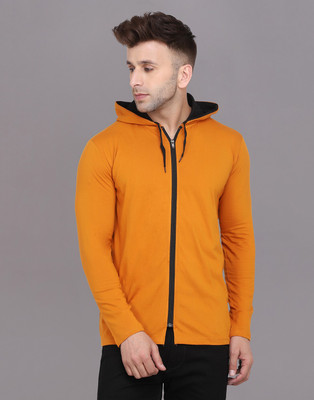 Blisstone Solid Men Hooded Neck Yellow T-Shirt