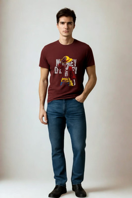 D and M Clothing Typography Men Crew Neck Maroon T-Shirt