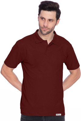 BTfash Solid Men Polo Neck Maroon T-Shirt