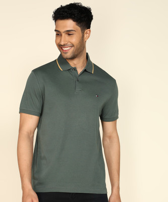 TOMMY HILFIGER Solid Men Polo Neck Dark Green T-Shirt