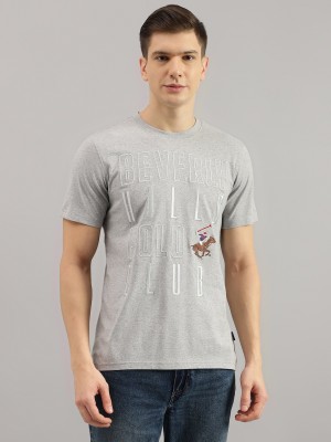 Beverly Hills Polo Club Printed Men Round Neck Grey T-Shirt