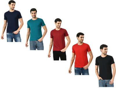 KAVYA Solid Men Round Neck Multicolor T-Shirt