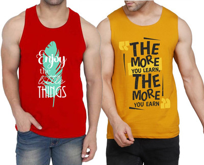 WOOSTRO Printed Men Round Neck Red, Yellow, White T-Shirt