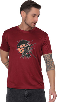 Motifashion Graphic Print Men Round Neck Maroon T-Shirt