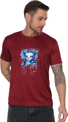 Fabrio Graphic Print Men Round Neck Maroon T-Shirt