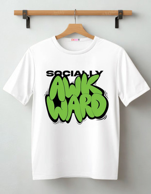 DIBBY Printed Men Round Neck White T-Shirt