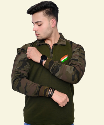 OMEE GOLD Printed Men Polo Neck Dark Green T-Shirt