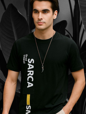 Teezler Printed Men Round Neck Black T-Shirt