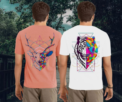 Kasendra Graphic Print Men Round Neck Pink, White T-Shirt