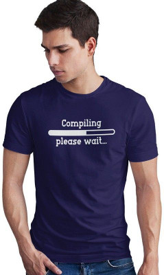 DUDEME Printed Men Round Neck Blue T-Shirt