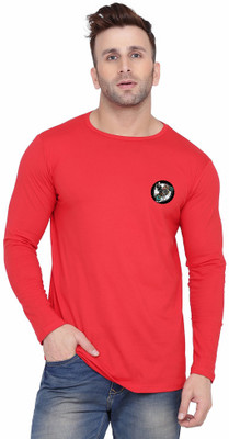 Money Leaf Graphic Print Men Round Neck Red T-Shirt
