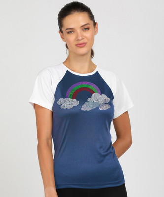 Shashvi Fashion Printed Women Round Neck Blue, White T-Shirt