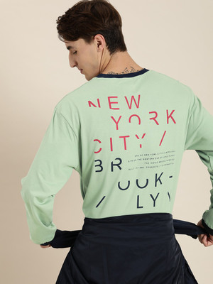 DILLINGER Typography Men Round Neck Green T-Shirt