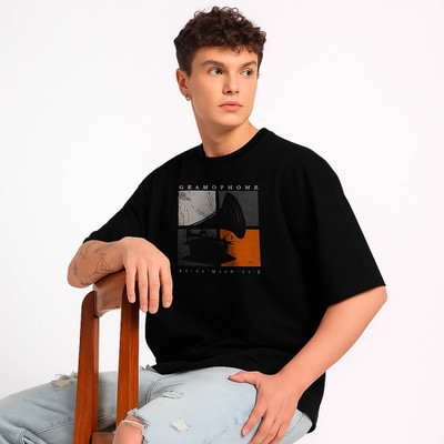 COPEHHI Printed Men Round Neck Black T-Shirt