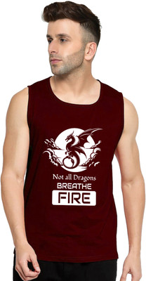 Yilden Graphic Print Men Round Neck Maroon T-Shirt
