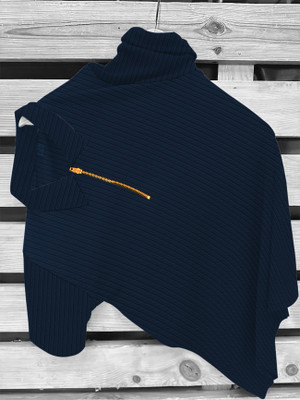 KAJARU Self Design Men Polo Neck Dark Blue T-Shirt