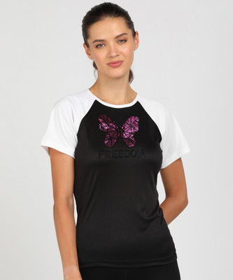 SHASHVI Printed, Typography Women Round Neck Black, White T-Shirt